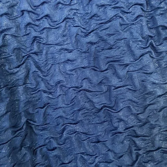 Blue with Silver Metallic Threads Mini Dress - Picture 2 of 6